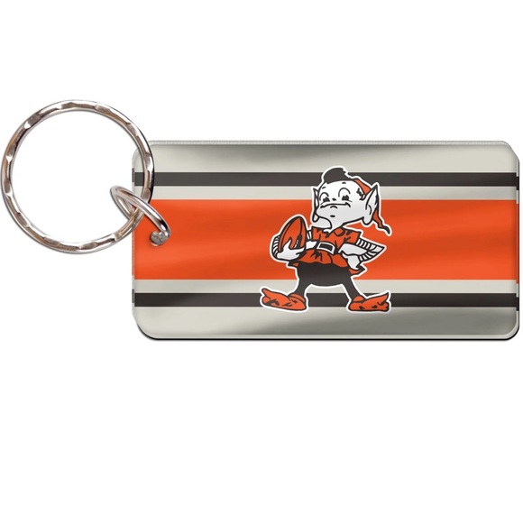 NFL Cleveland Browns Team Vintage Retro Acrylic Rectangle Keyring NWT - Picture 1 of 5